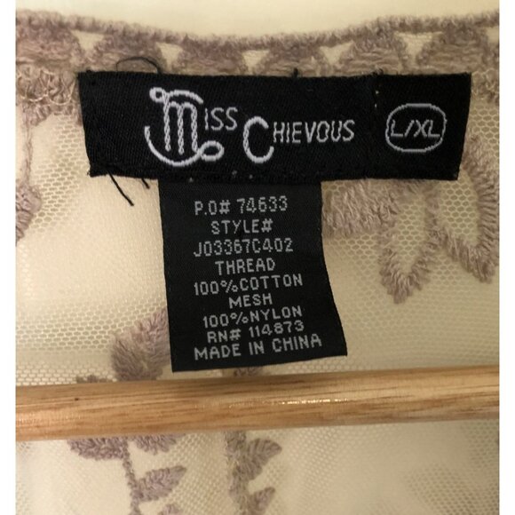 Miss Chievous Embroidered Mesh Kimono Cardigan Womens L/XL Sheer Boho Festival - Picture 4 of 7